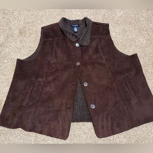 Denim&Co Dark Brown Textured Vest sz 3X